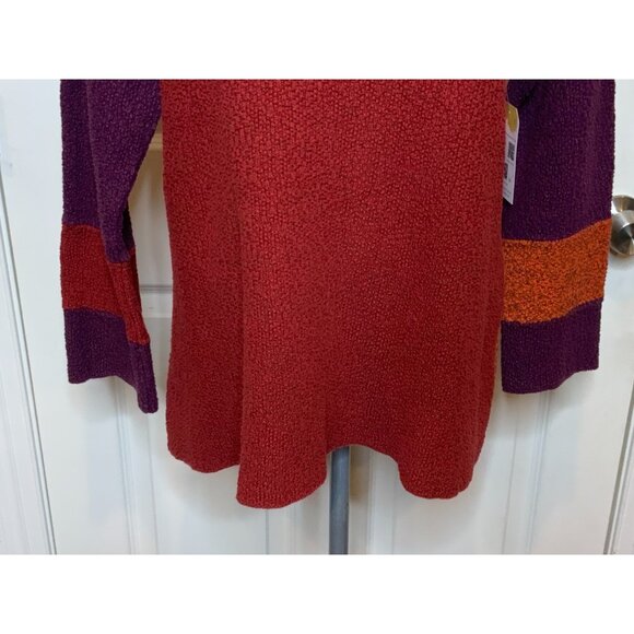 Margaret Winters Red, Orange, Purple Patchwork Wide Neck Knit Sweater Size Small - Picture 3 of 9